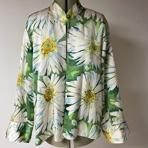 Vintage 90’s Caroline Rose 100% silk flower print jacket size L
